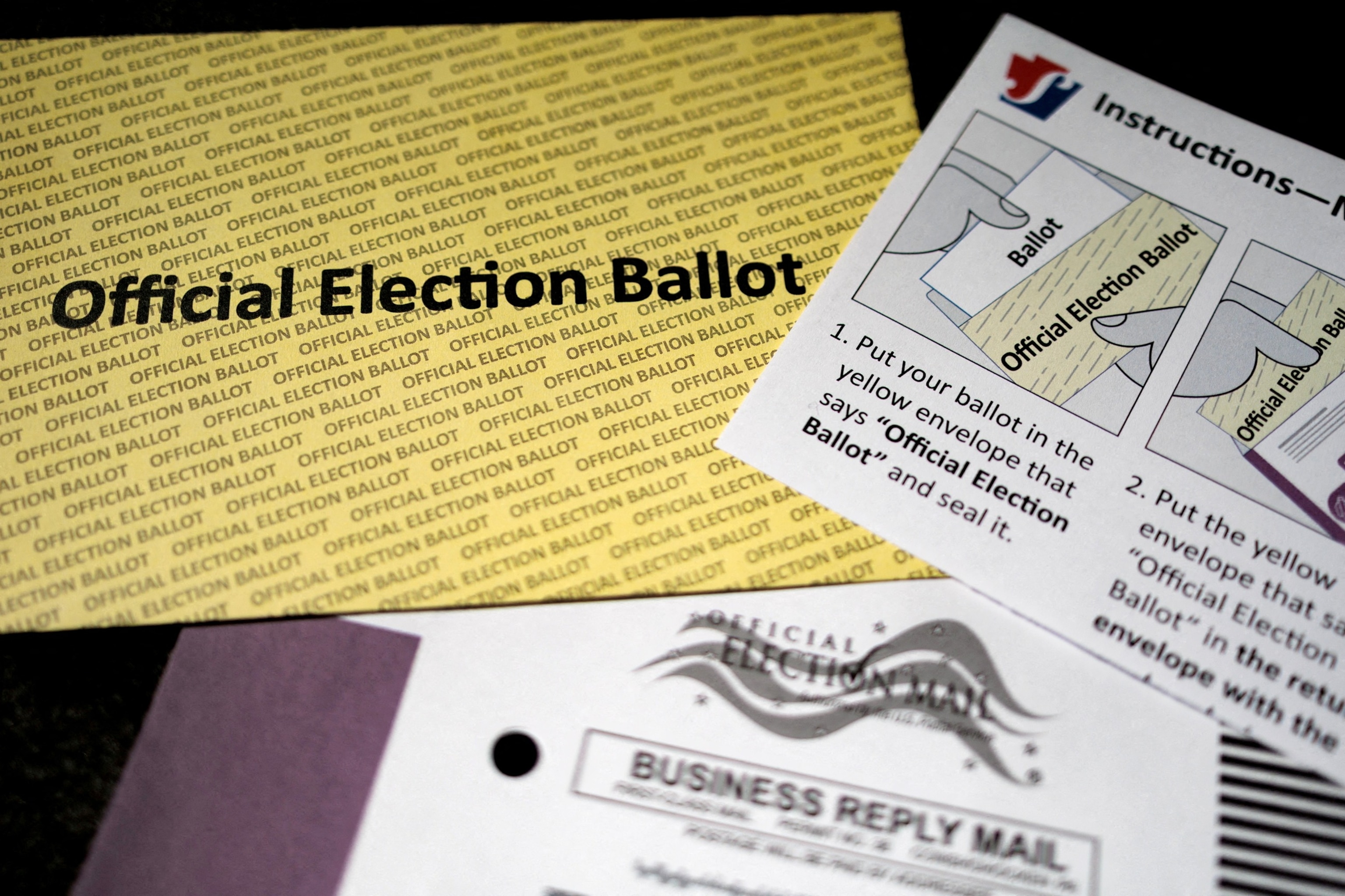 A mail-in ballot, during the Pennsylvania primary election, is displayed in Philadelphia, May 19, 2026.Hannah Beier/Reuters, FILE