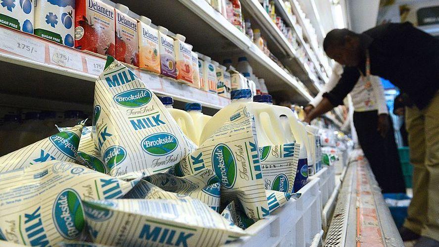 Image caption,Normally fresh milk is in plentiful supply on supermarket shelves
