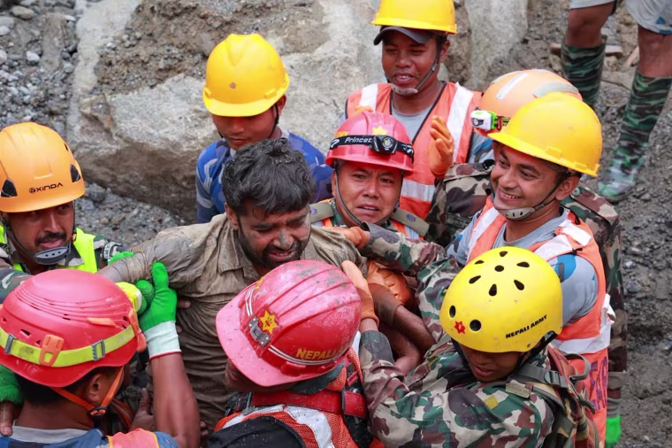Rescuers first heard voices from inside the tunnel Friday morning.Nepali Army