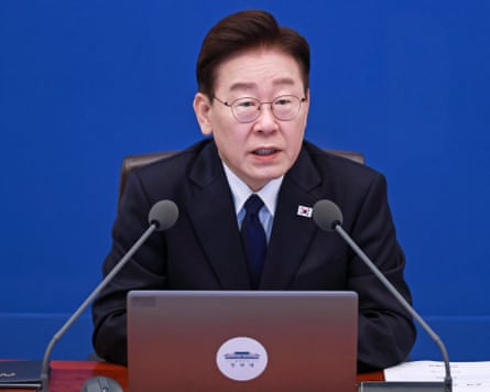 The office of South Korea’s president, Lee Jae Myung, said ‘nothing related to the matter has been decided’ in response to the media reports.Photograph: YONHAP/EPA