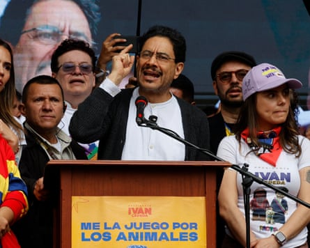 Iván Cepeda at a campaign rally in Bogotá in June.Photograph: Mauricio Dueñas Castañeda/EPA
