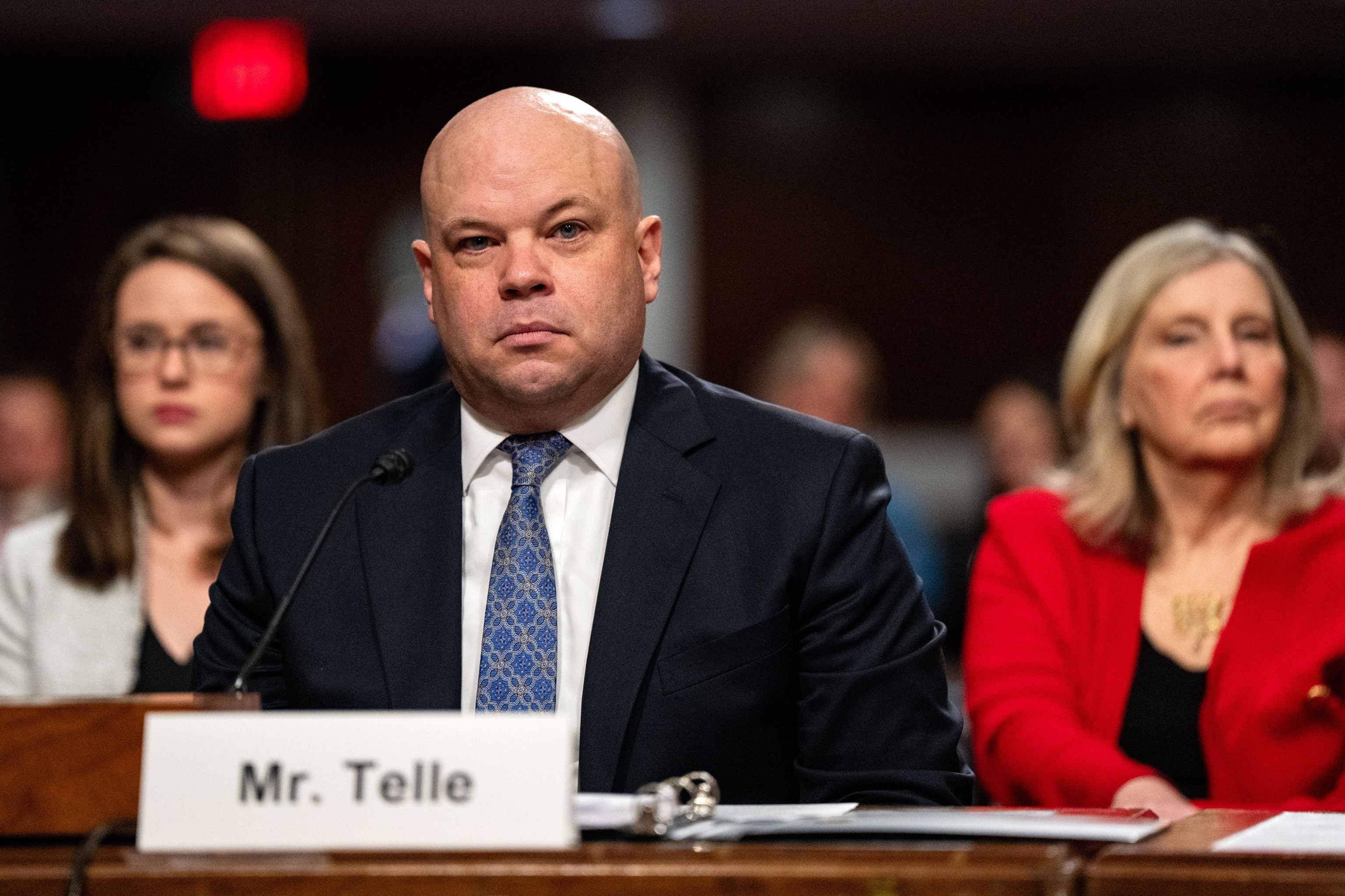 Adam Telle, assistant secretary of the Army nominee for US President Donald Trump, during a Senate Armed Services Committee confirmation hearing in Washington, DC, US, on Tuesday, May 13, 2025.Bloomberg via Getty Images