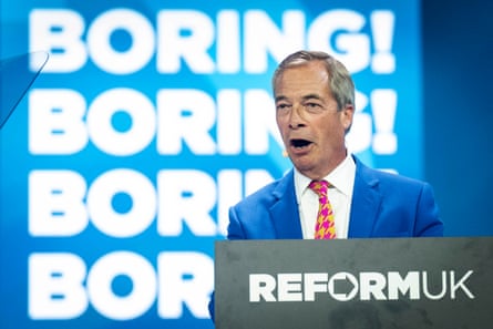 A man in chainmail and a crown attends the Reform UK conference.Photograph: Sean Smith/The Guardian
