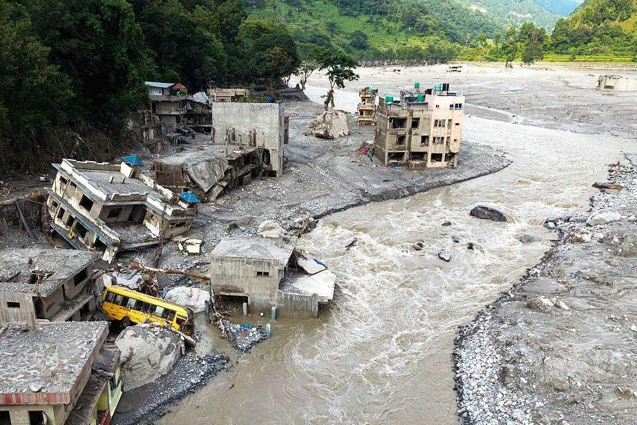 Image caption,More than 10% of Nepal's total electricity generation capacity was wiped out by the massive flash floods