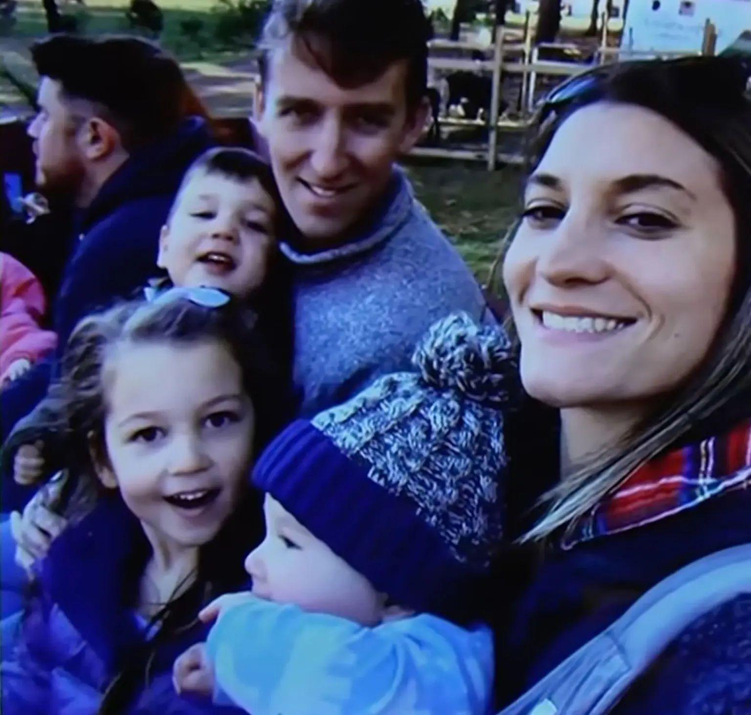 Image caption,A photo displayed in court shows Clancy, her ex-husband and their children