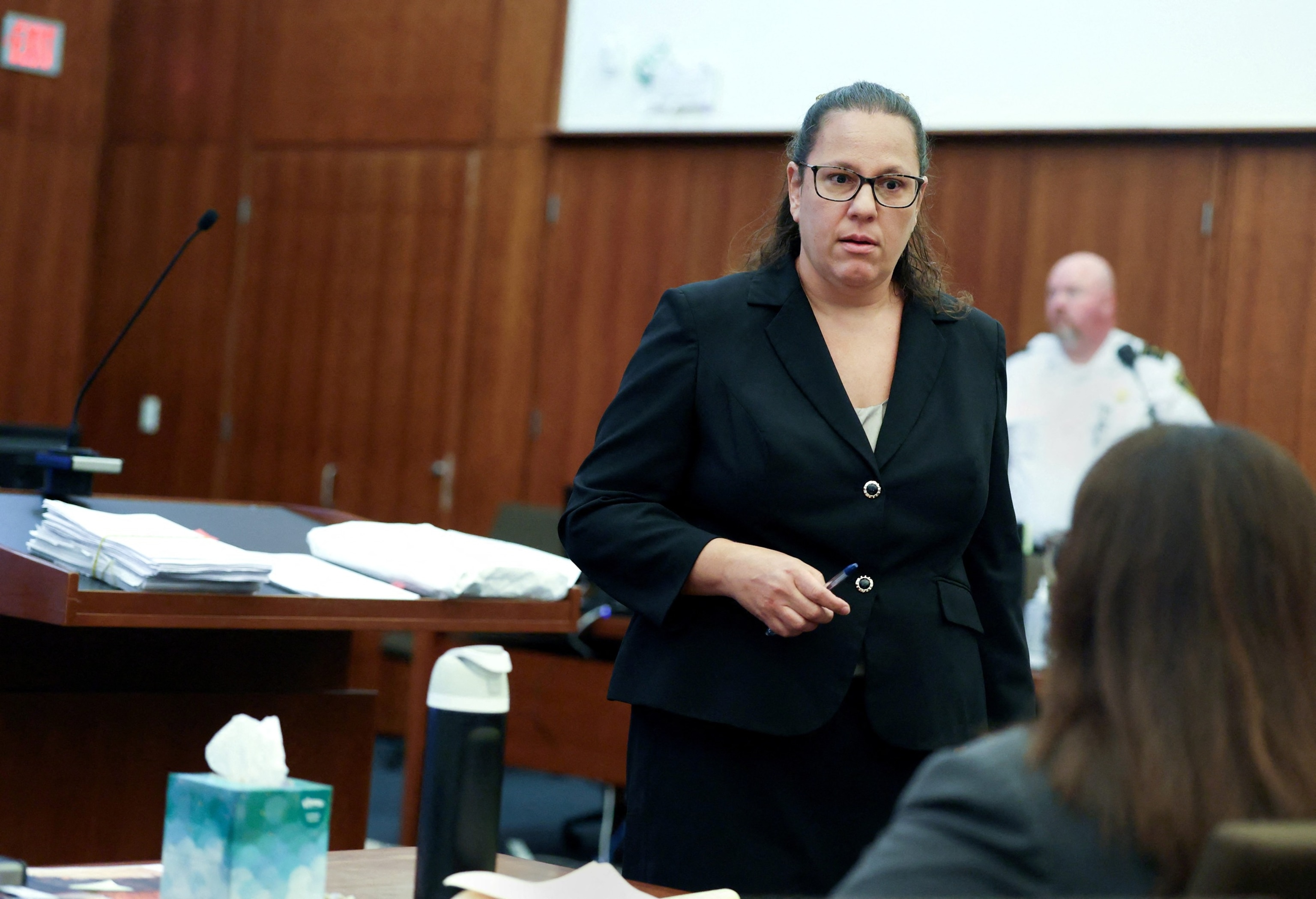 Prosecutor Shanan Buckingham, at the Lindsay Clancy murder Trial in Plymouth, Mass., Aug. 11, 2026.Jonathan Wiggs/Pool via Reuters