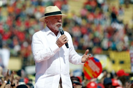 President Lula addressing supporters at a campaign rally in São Bernardo do Campo this month.Photograph: Miguel Schincariol/AFP/Getty Images