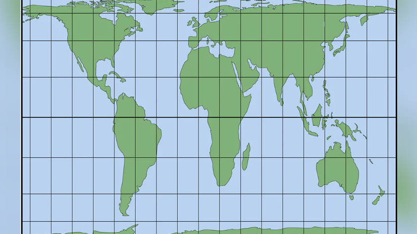 Image caption,The Peters map projection gives a fairer idea of land area but distorts shape