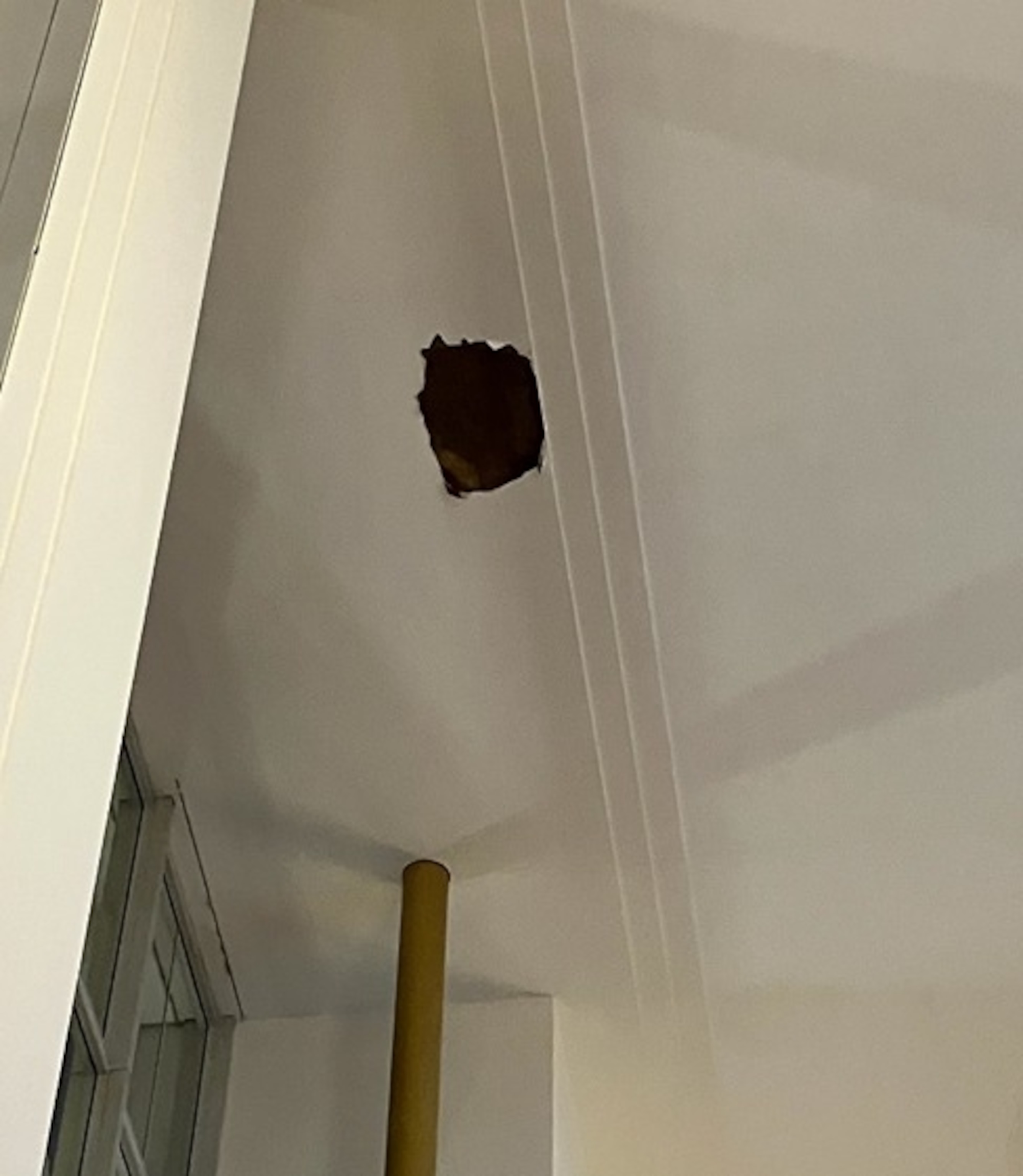 A chunk of the ceiling of the Kennedy Center’s grand foyer fell Friday night amid heavy rain in the D.C. area.Obtained by ABC News