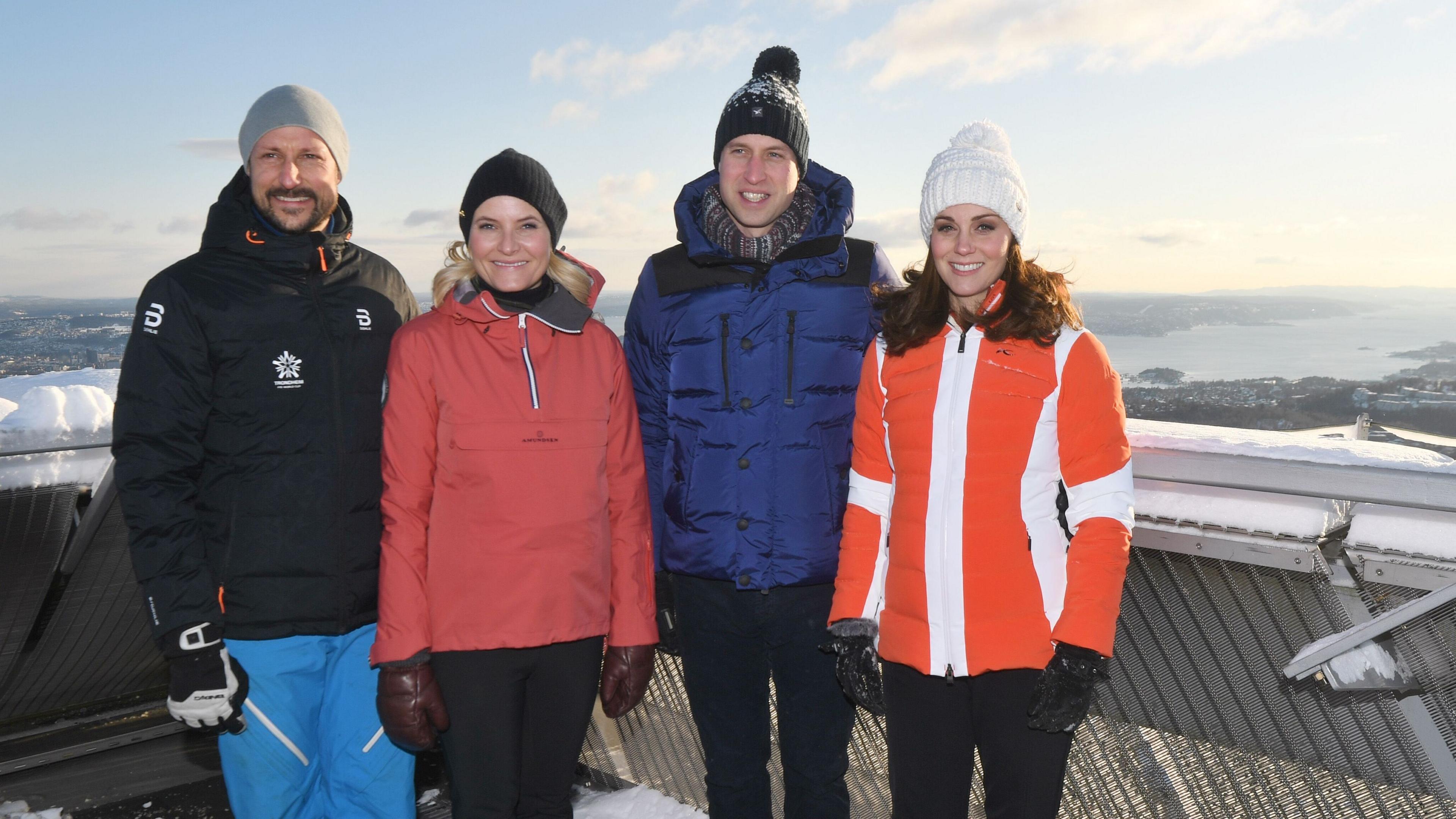 Image caption,Prince William and Kate with the then-Crown Prince Haakon and his wife Mette-Marit during a visit to Oslo in 2018