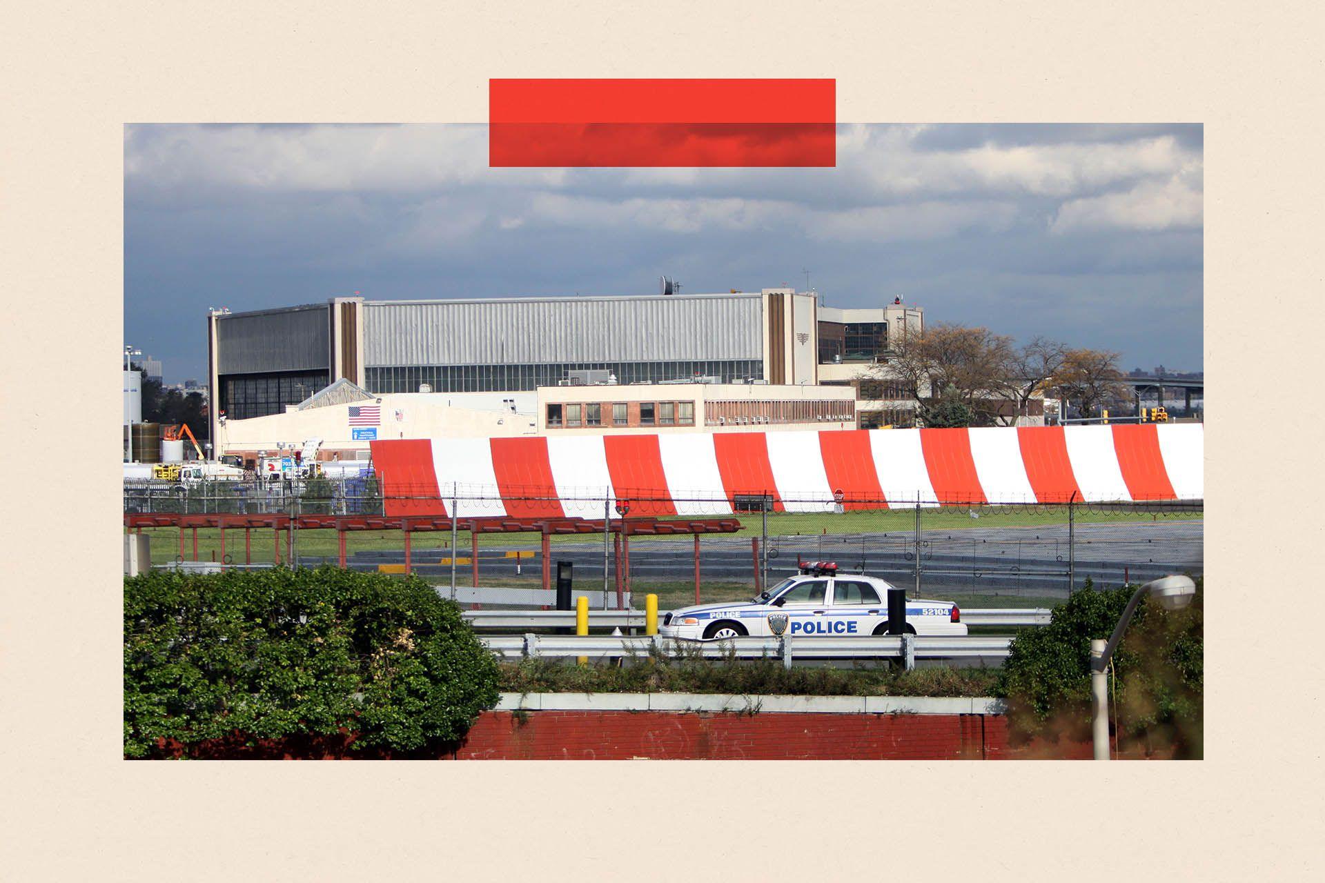 Image caption,LaGuardia could be at greater risk of flooding and future closures
