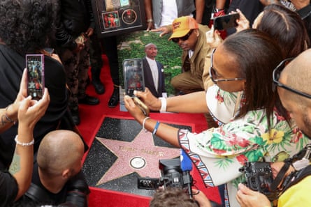 Fans, friends and family attend the posthumous unveiling ceremony of hip-hop legend Tupac Shakur’s star on the Hollywood Walk of Fame in Los Angeles in 2023.Photograph: Mario Anzuoni/Reuters