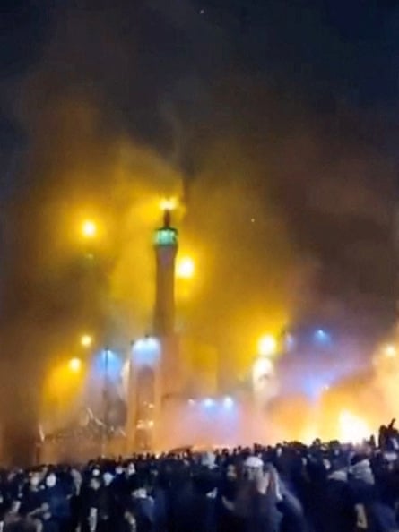 A screengrab from footage of anti-government protests in Tehran in early January.Photograph: Social Media/Reuters