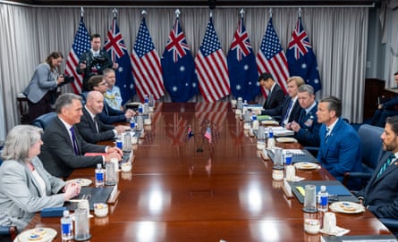 US defense secretary Pete Hegseth meets Australia’s defence minister Richard Marles at the Pentagon.Photograph: Shawn Thew/EPA