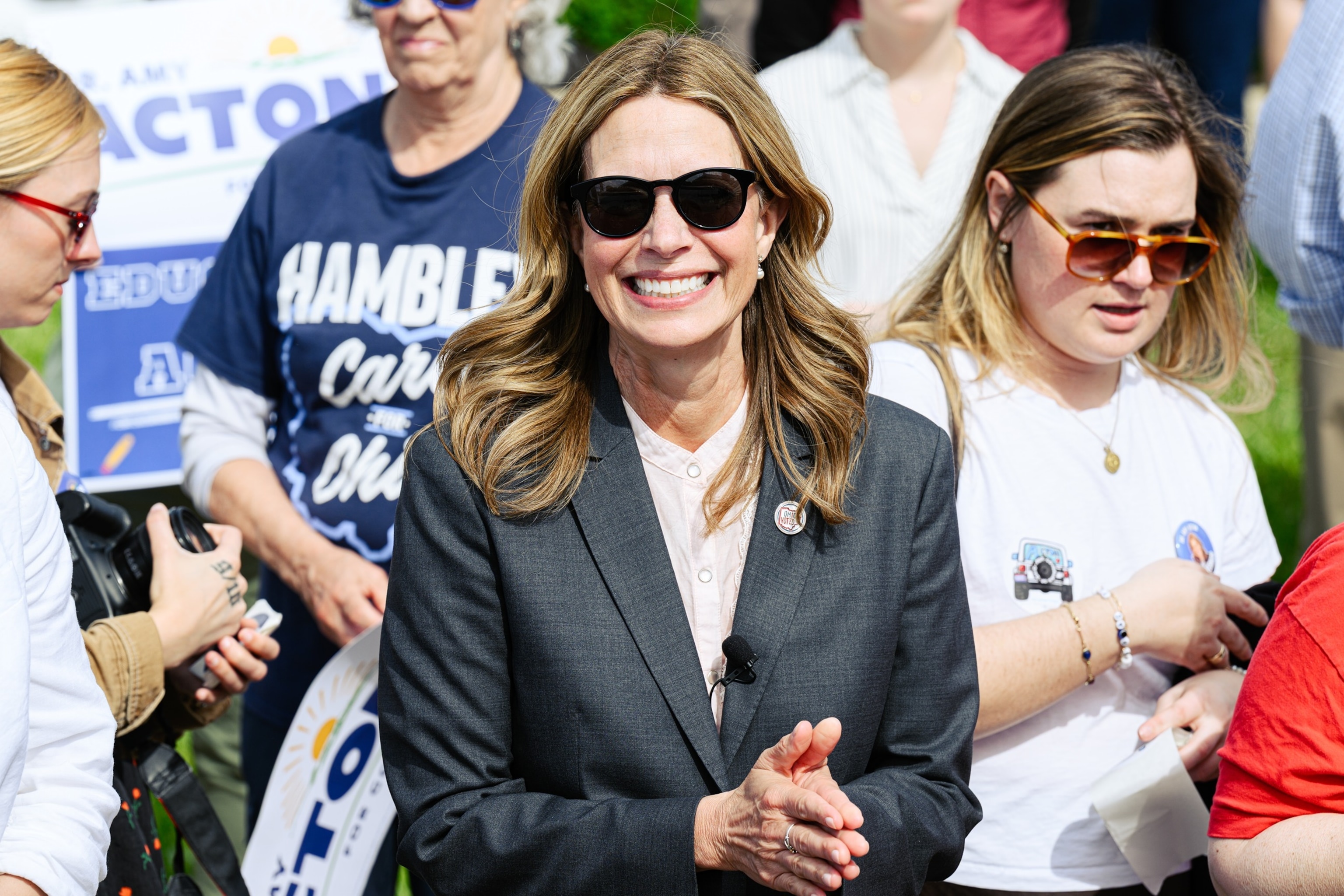 Ohio Democratic gubernatorial candidate and former director of the Ohio Department of Health, Dr. Amy Acton, looks on during a rally on April 28, 2026 in Cincinnati, Ohio.Jon Cherry/Getty Images