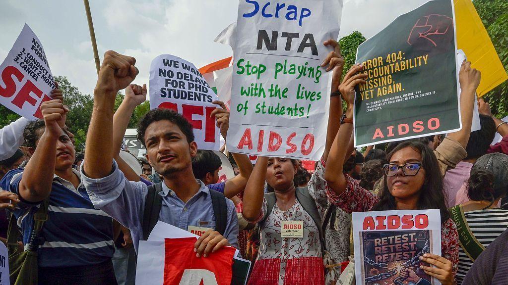 Image caption,Student activists and opposition parties have been demanding to scrap the NTA