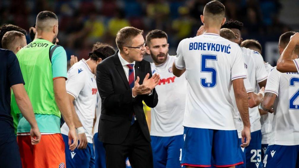 Image caption,Valdas Dambrauskas led Hajduk Split to success in the Croatian Cup in 2021-22