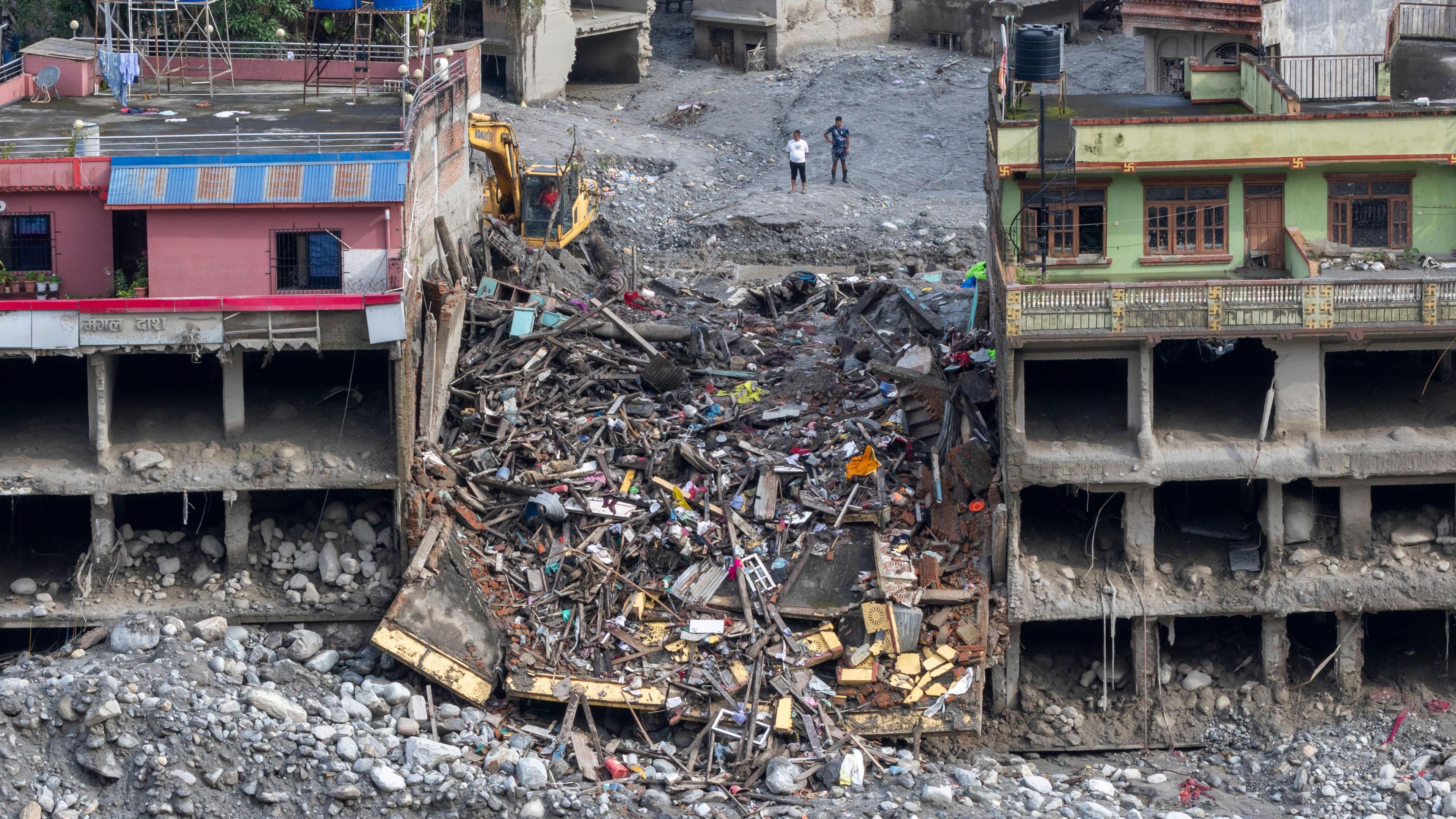 Image caption,A collapsed building at Dunge, Nuwakot district, Nepal, 7 September 2026