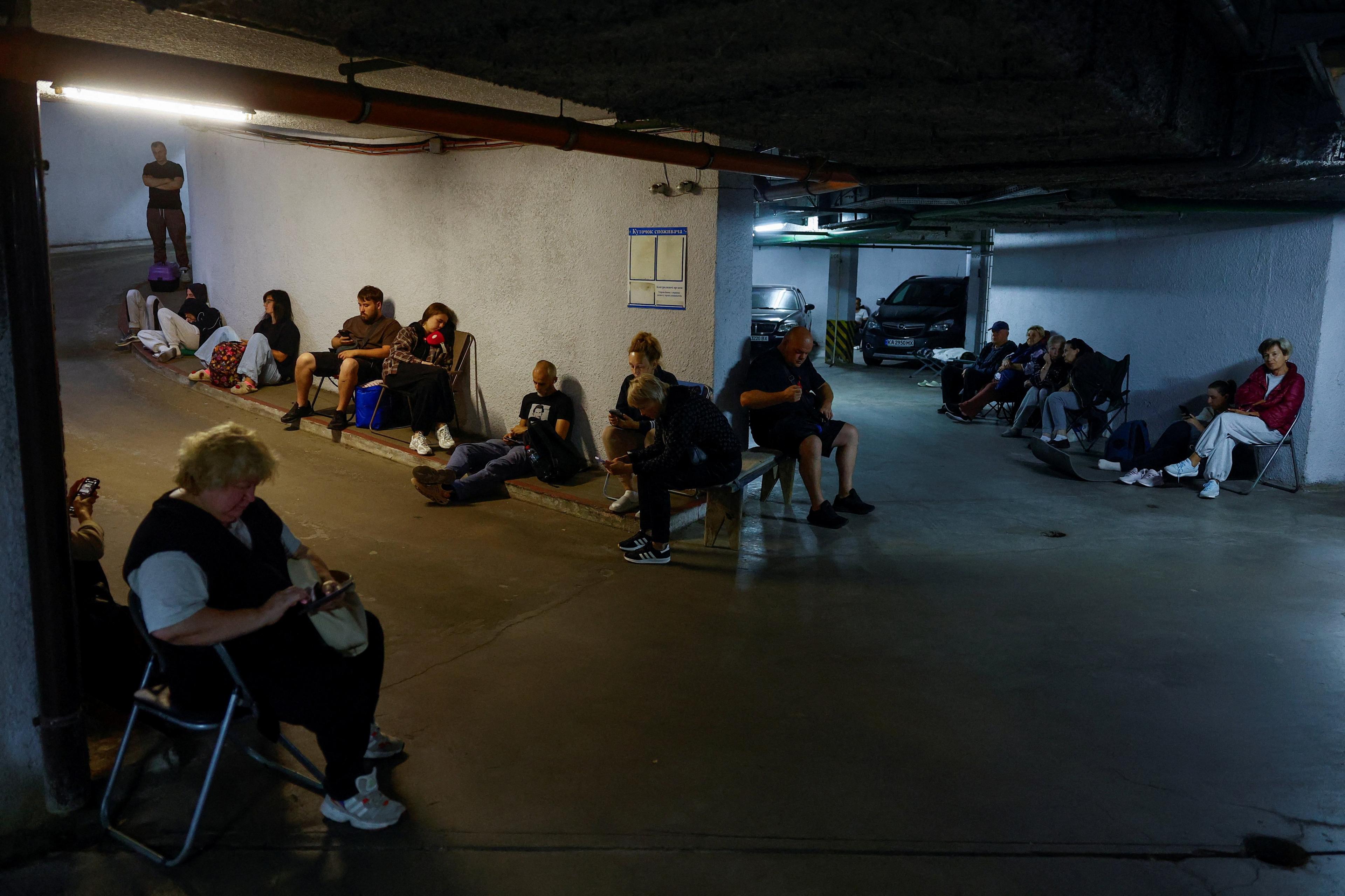 Image caption,Underground car parks are often used as air raid shelters