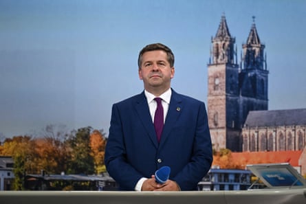 Sven Schulze, the CDU state premier for Saxony-Anhalt, acknowledged his party now had ‘no mandate’ to govern in the state.Photograph: Annegret Hilse/Reuters