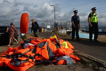 About 120 people seeking asylum were brought to shore in Hampshire at the weekend.Photograph: Hannah McKay/Reuters