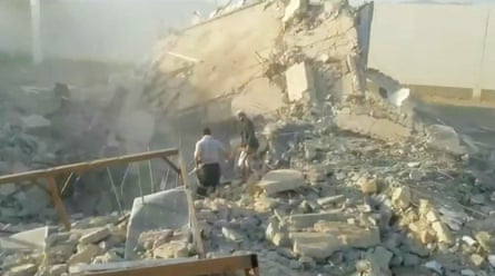 An image released by the Houthis that they say shows damage to the central prison in al-Hazm, Jawf province in Yemen. The Houthis accused Riyadh of escalating the war by launching airstrikes on Yemen.Photograph: Ansarullah media centre/AFP/Getty Images