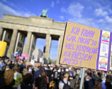 Protesters throng the roads around the Brandenburg Gate, Berlin, on Monday after the AfD victory.Photograph: Dpa Picture Alliance/Alamy