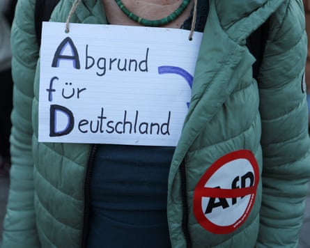A protester in Berlin on Monday.Photograph: Maryam Majd/Reuters