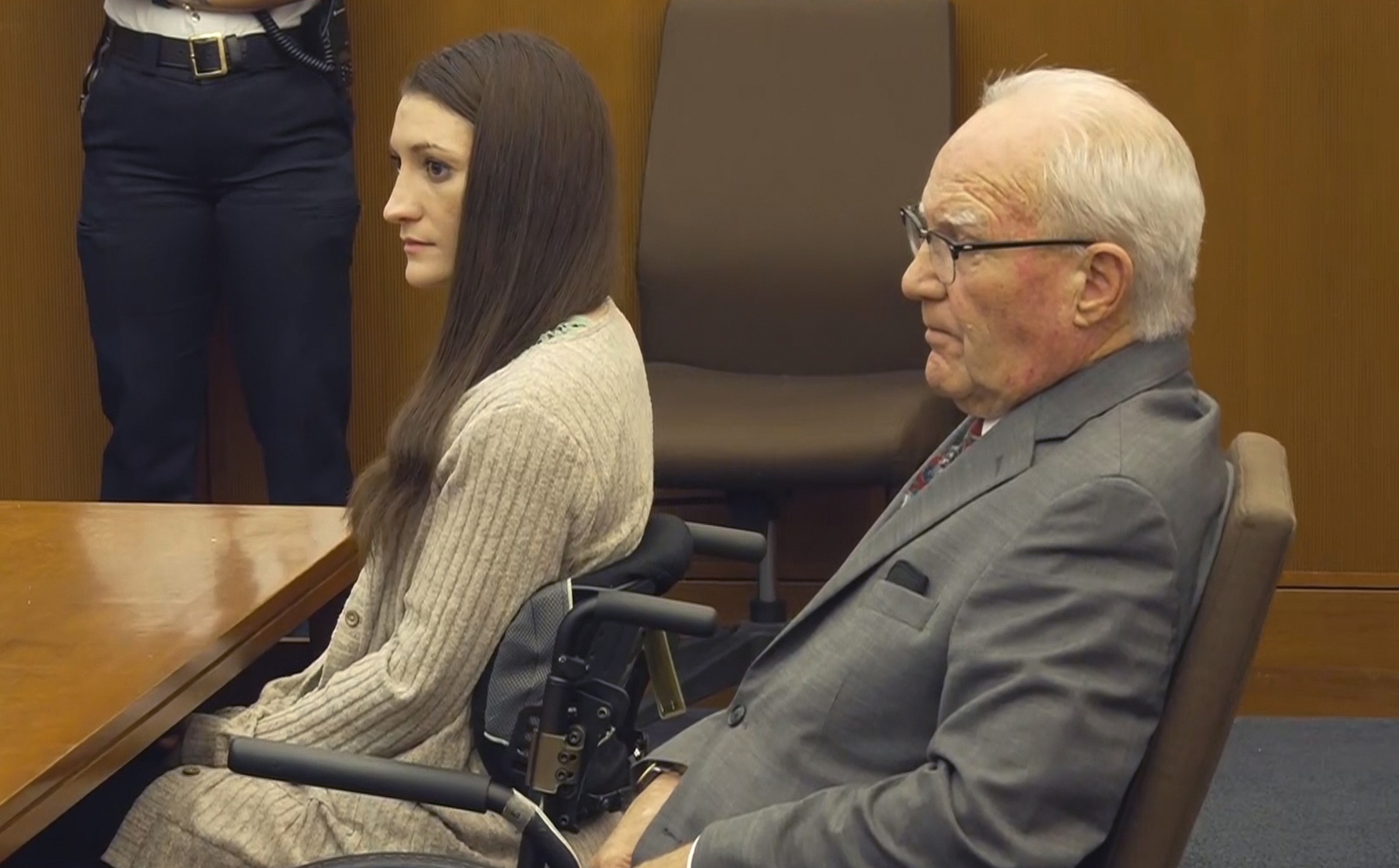 Lindsay Clancy and Kevin Reddington listen to Judge Sullivan adjourn for the day in the triple murder trial of the Duxbury mother in Plymouth Superior Court, in Plymouth, Massachusetts, September 3, 2026.Court Pool Feed