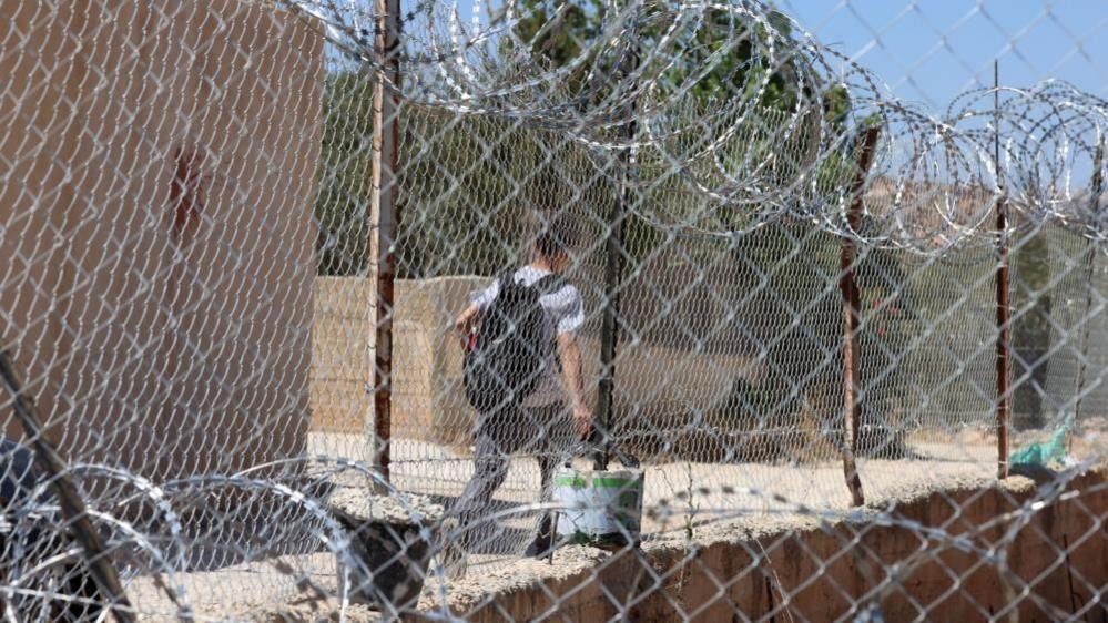 Image caption,Six people, including three school pupils, have been killed in the West Bank village of al-Mughayyir this year, in a surge of settler-related violence against Palestinians