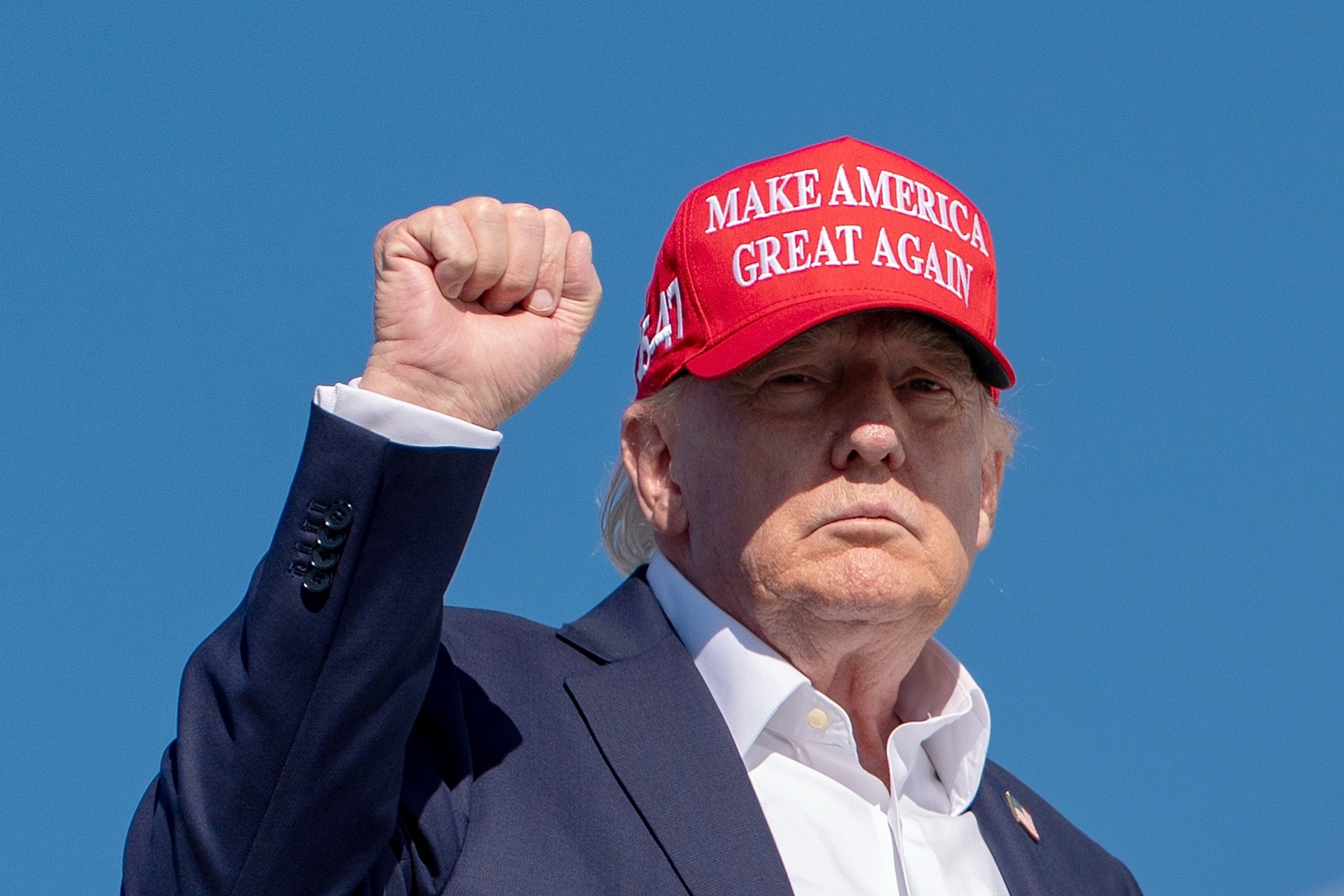 President Donald Trump gestures while boarding Air Force One at Morristown Airport, Sept. 7, 2026, in Morristown, N.J.Julia Demaree Nikhinson/AP Photo