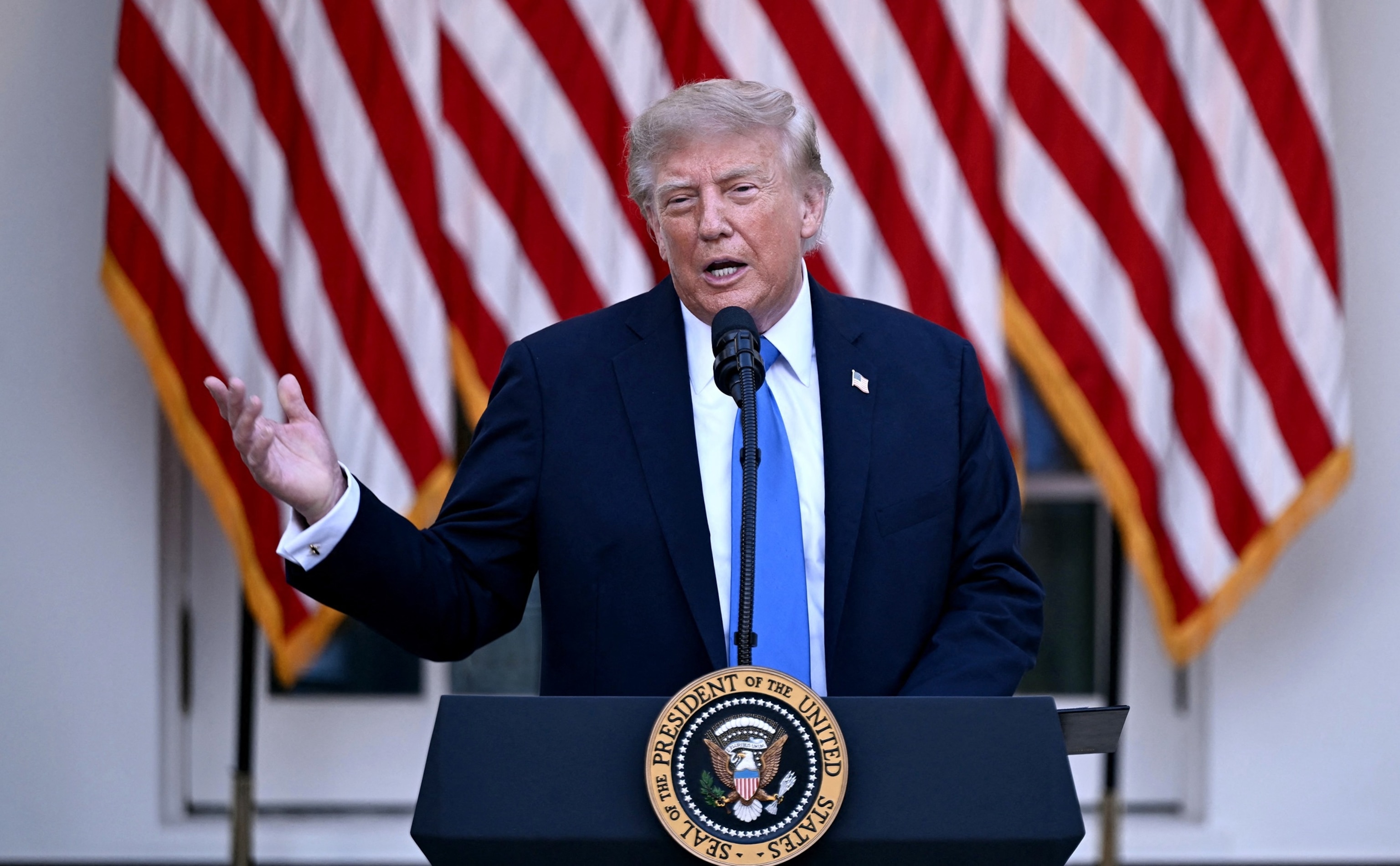 President Donald Trump speaks during a Rose Garden Dinner at the White House in Washington, September 2, 2026.Brendan Smialowski/AFP via Getty Images