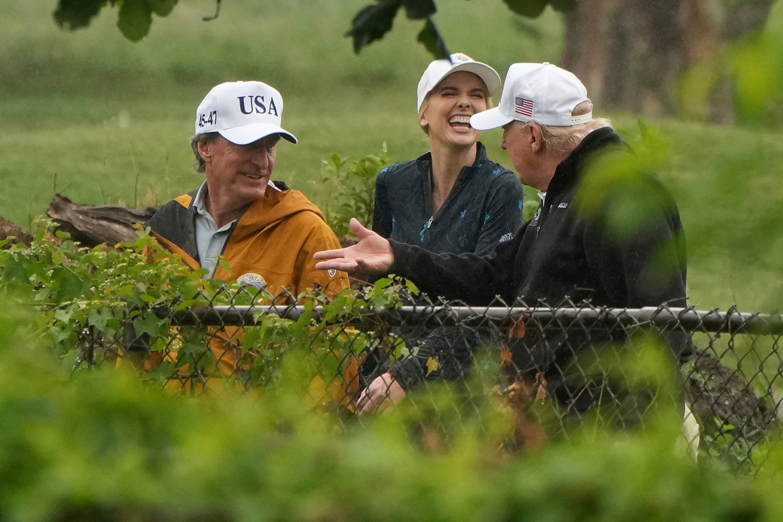 President Donald Trump, from right, White House aide Natalie Harp and Interior Secretary Doug Burgum walk during a tour of the East Potomac Park golf course, Sunday, June 28, 2026, in Washington.Mark Schiefelbein/AP Photo