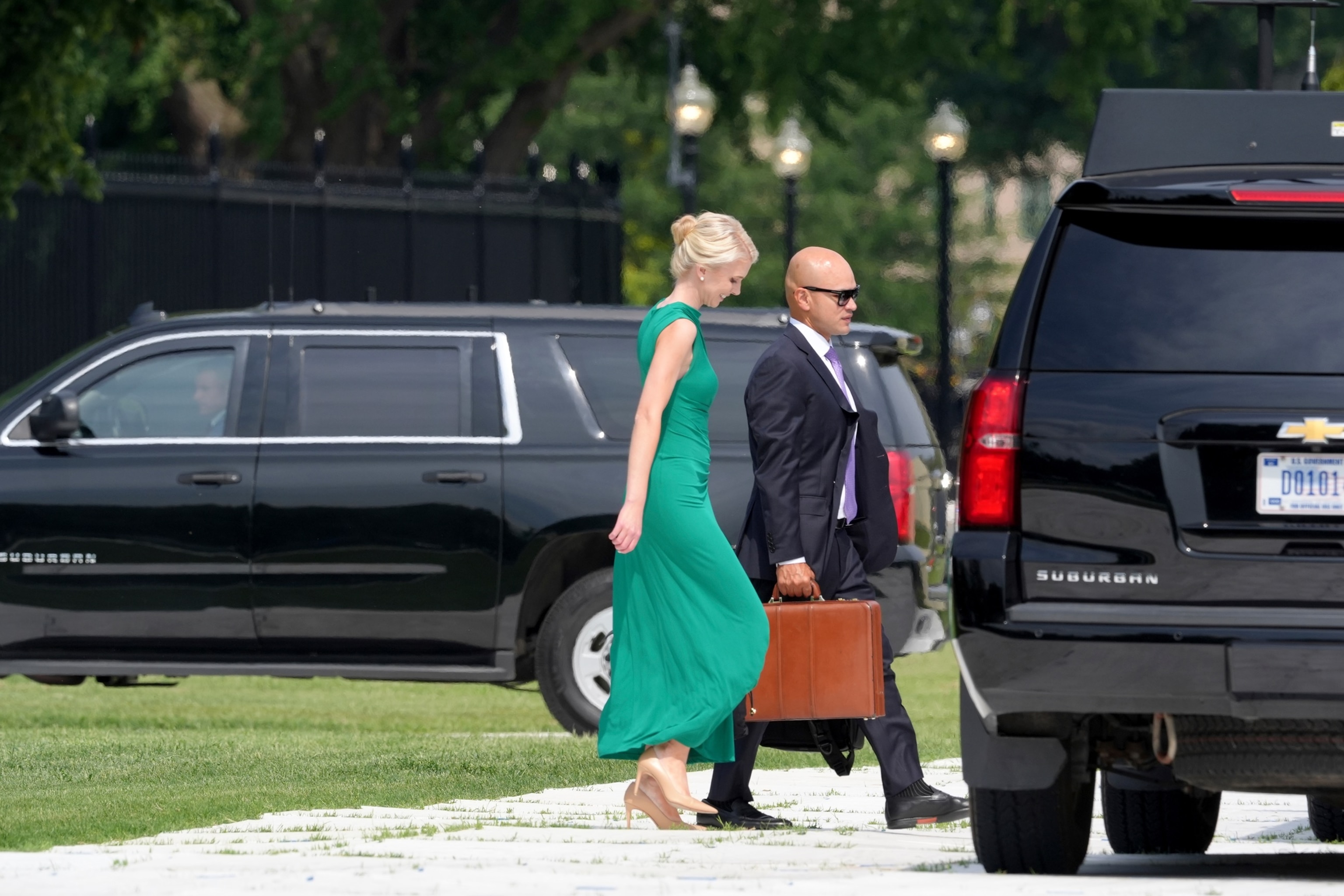 White House aide Natalie Harp, left, and Walt Nauta, personal aide to President Donald Trump, walk to board Marine One from the Ellipse near the White House, Thursday, Aug. 27, 2026, in Washington, en route to Houston.Jacquelyn Martin/AP Photo